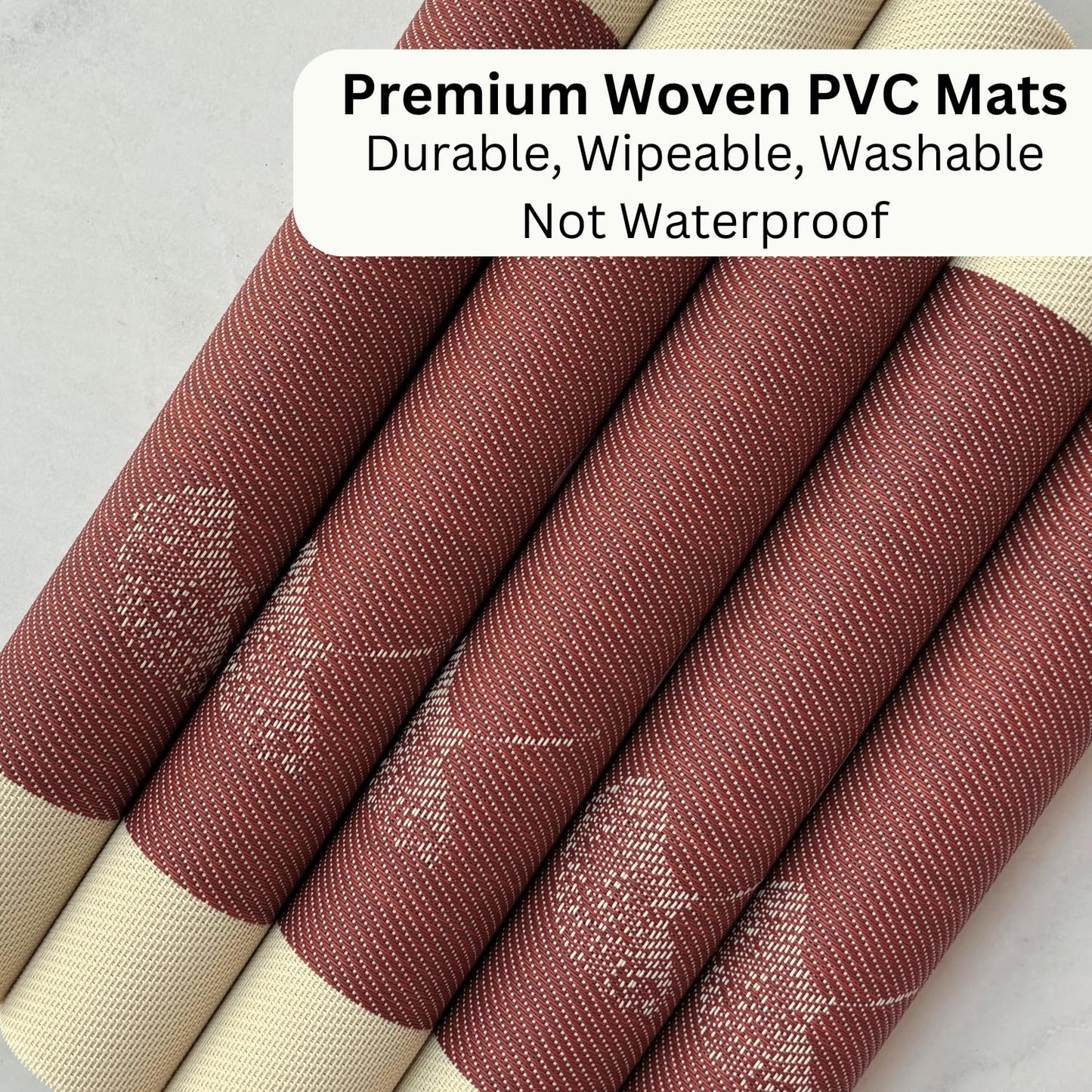 Premium Garnet Bloom Woven PVC Dining Table Placemats Set of 4 | Anti-Skid, Wipeable Kitchen & Table Decor Mats