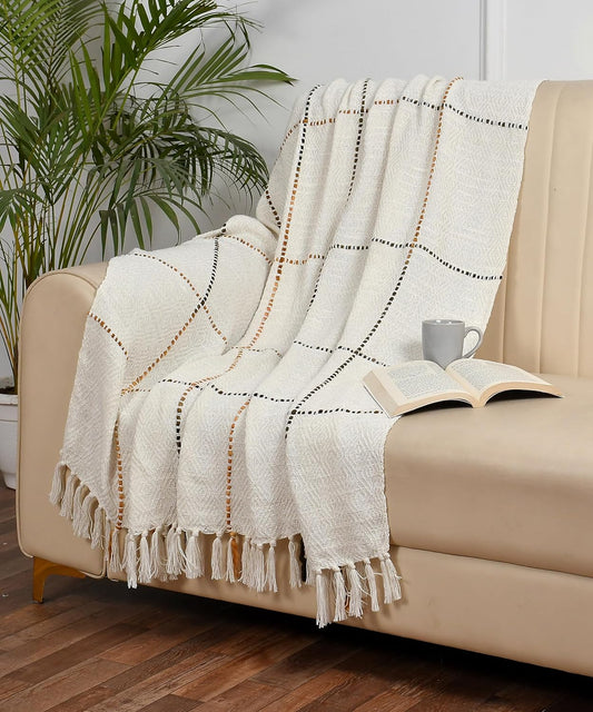 Woven Decor Throw – Handcrafted Cotton Blanket – Retail Furnishings – 130x160 cm