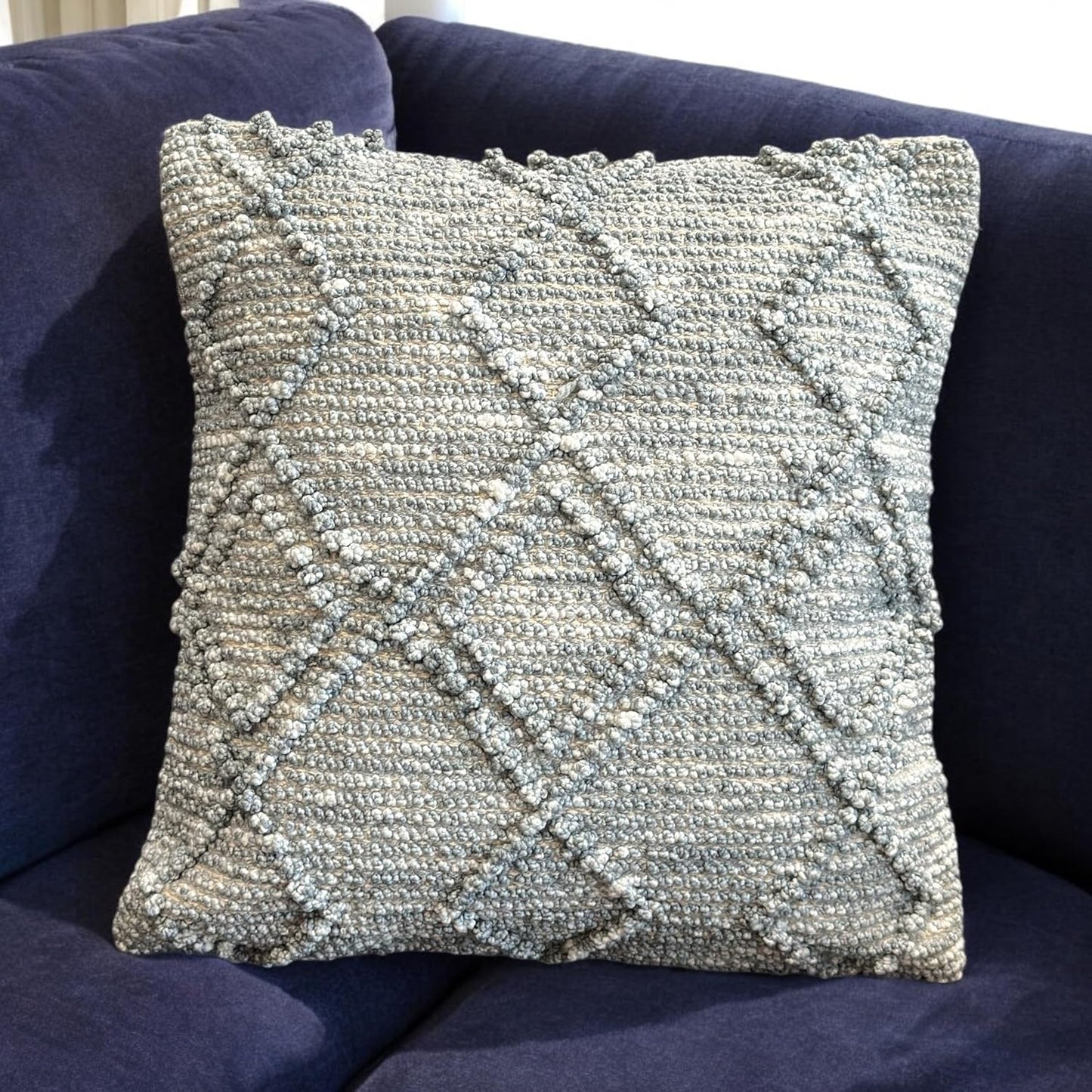 Hand Crafted Bohemian Pit Loom Cushion Cover 18x18" - Set of 1 | Boho Couch Pillow Case for Living Room Decor