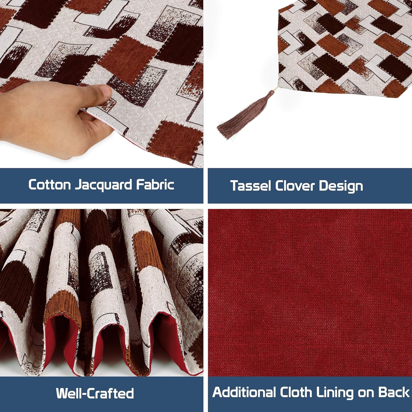 Elegant Cotton Jacquard Dining Table Runner 13x78 inches with Tassels for 6/4 Seater | Home Decor, Coffee Table