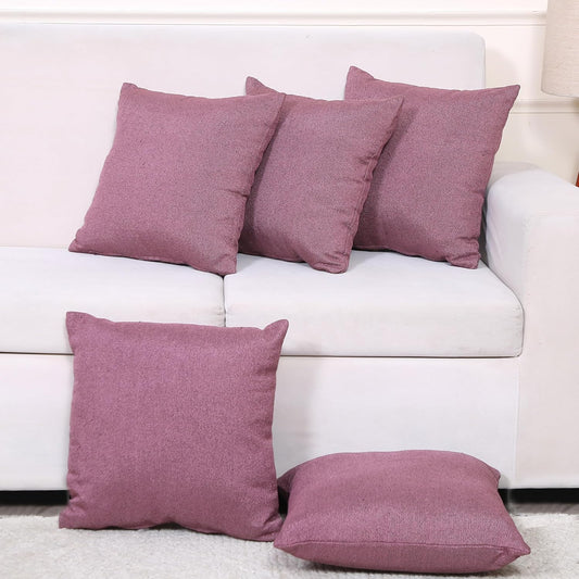Decorative Pillow Shams – Home Textiles – Jute Fabric Concealed Zipper – 16x16 Inch 5-Unit Set