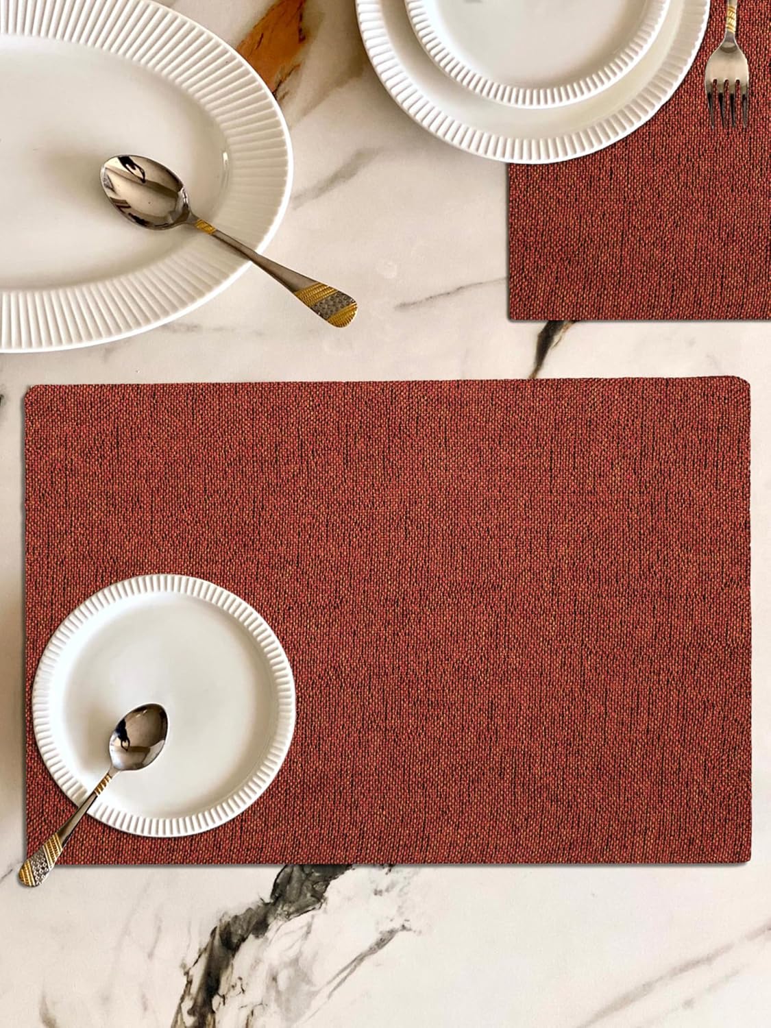 Jute & Polyester Heat-Resistant Table Placemats (Set of 4) | Dining, Bedside, Shelf Mats, Home Decor