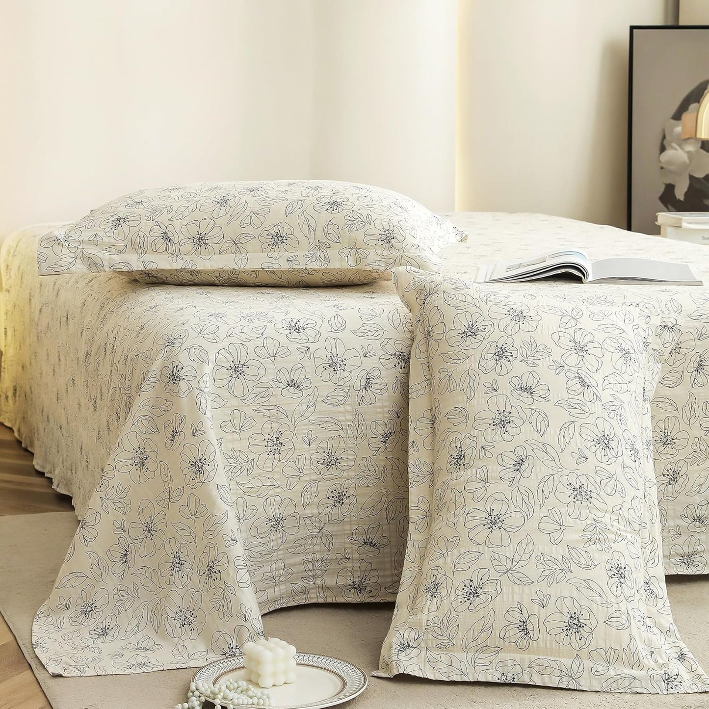 King Size Bedsheet - Cloud Cotton 300 TC - Fade-Resistant Set