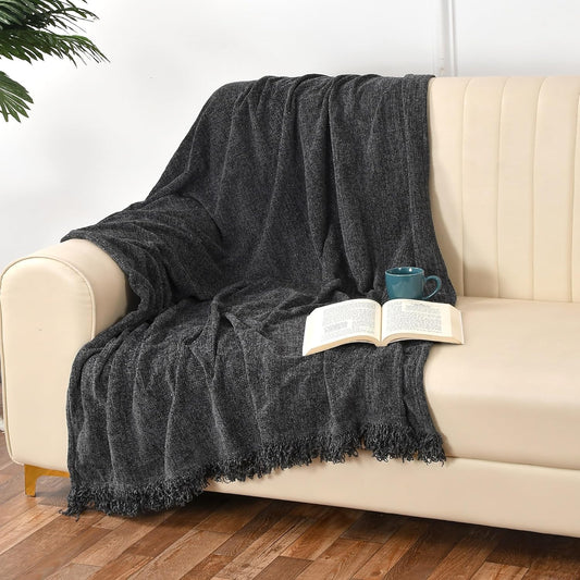 Soft Chenille Throw – Throw Blanket – Waffle Weave Polyester – 130x180cm Single