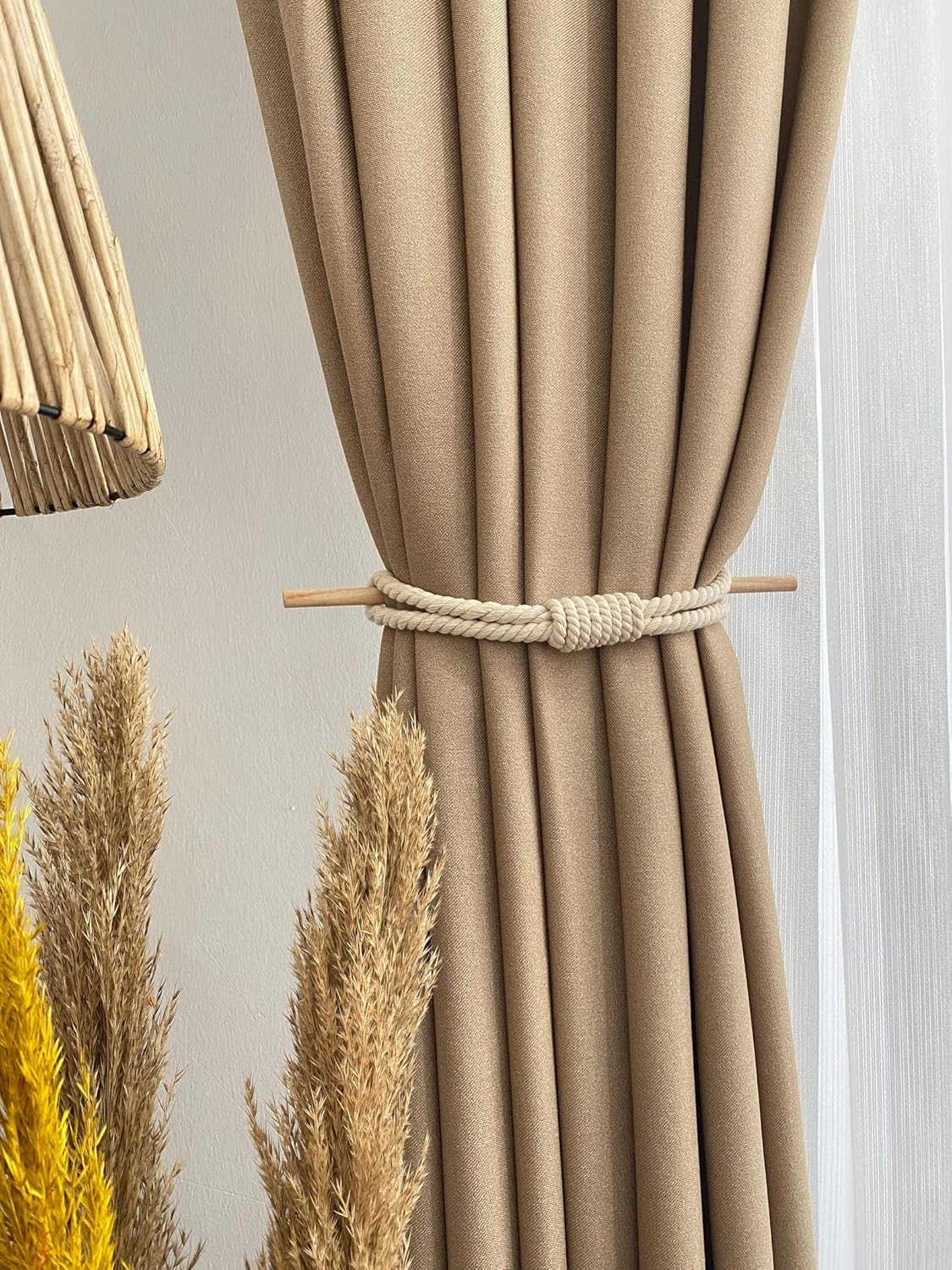 Macrame Drape Tiebacks – Cotton & Wood – 2c