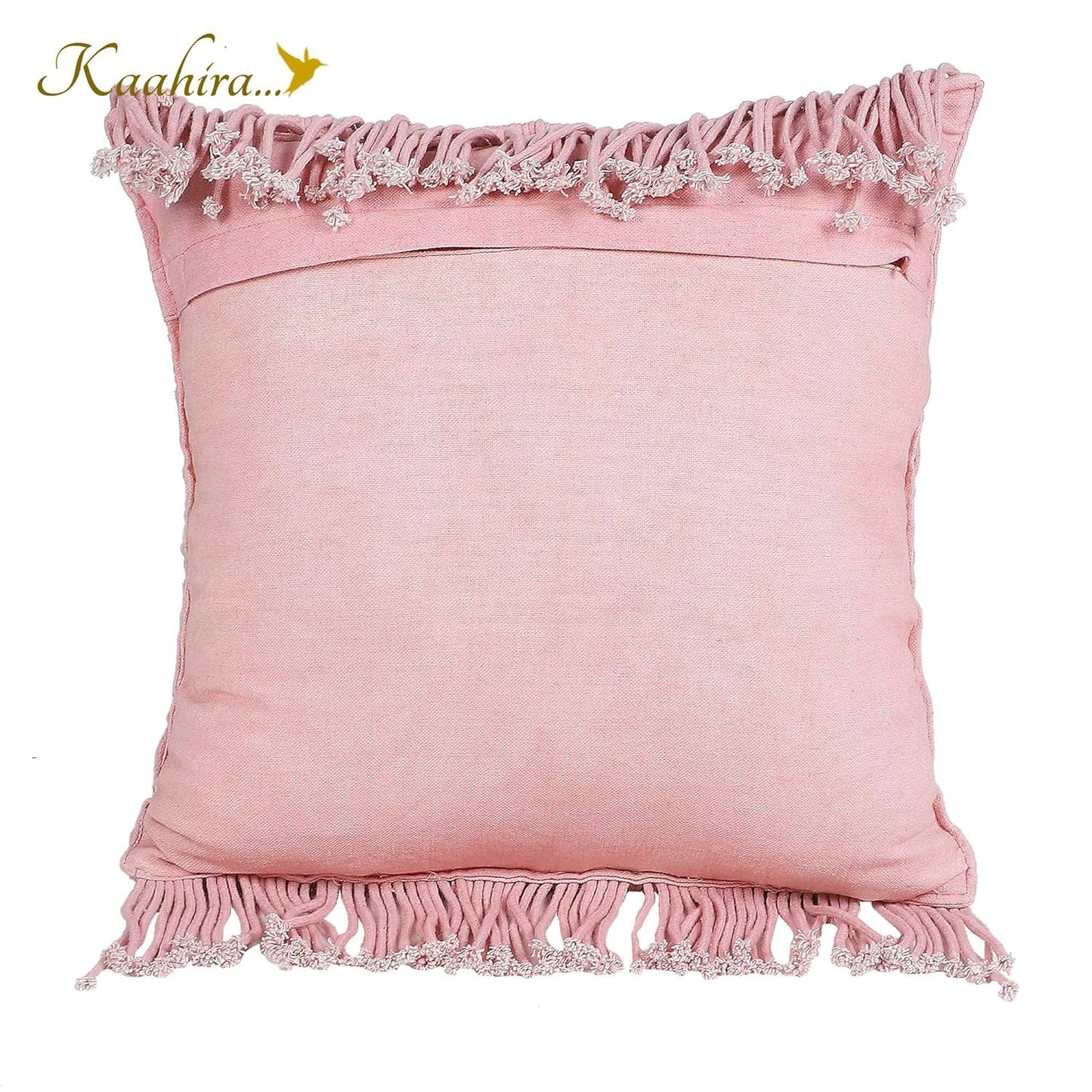 Cushion Cover – Handmade Macrame Style – Cotton Rope & Canvas – 16x16 Inch, Single
