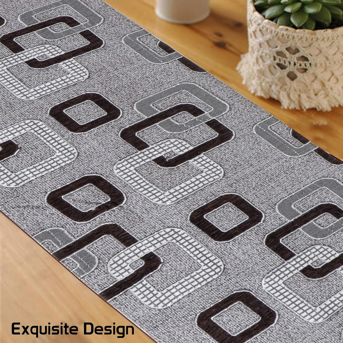 Elegant Jacquard Cotton Dining Table Runner with Tassels, Clover Design, 13x78 Inches (for 4/6 Seater) | Home Decor, Kitchen Linen