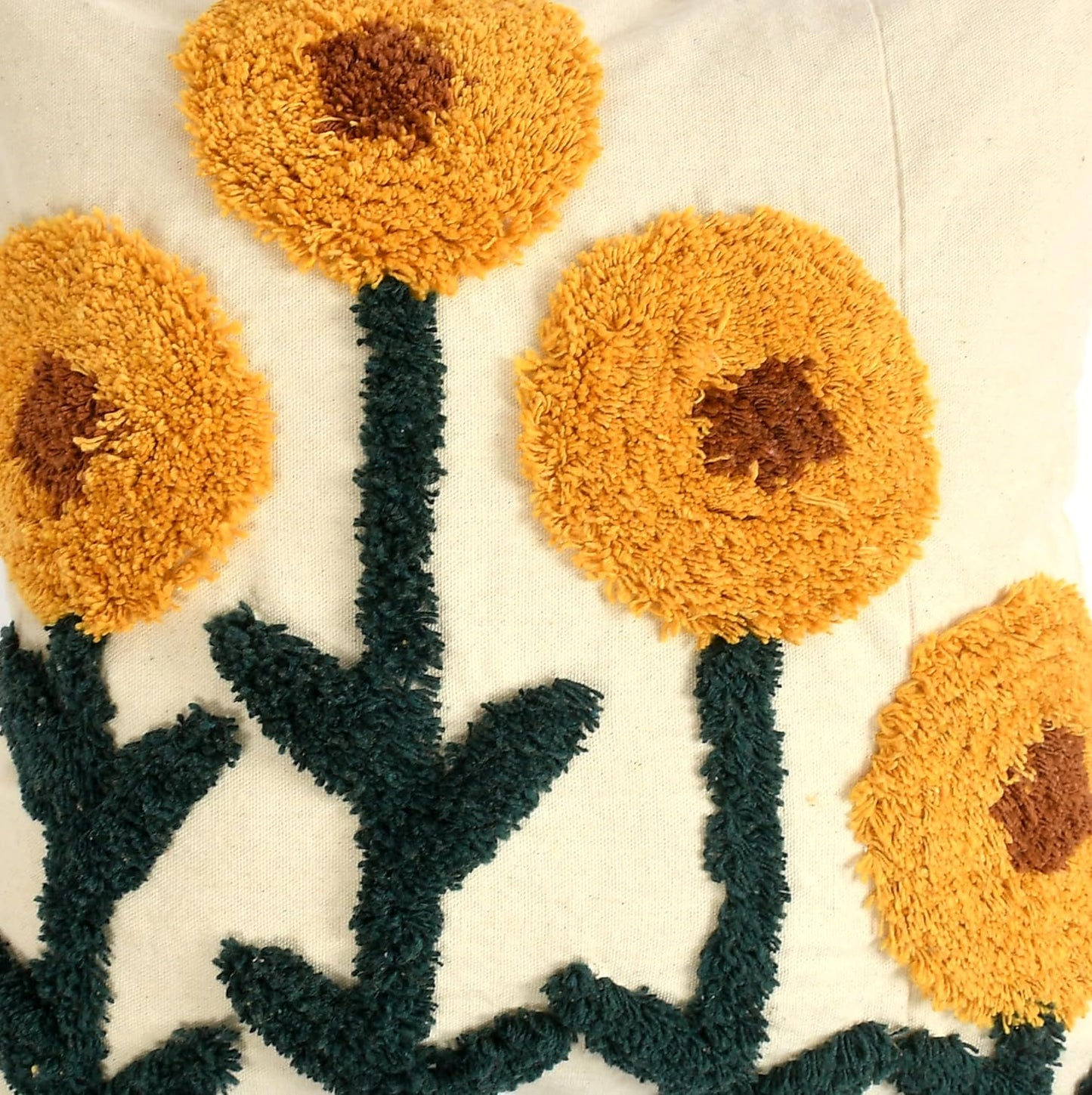 Boho Tufted Cotton Cushion Cover 16x16 inch Pack of 1 | Decorative Sofa Bed Pillow Case Living Room Multicolor