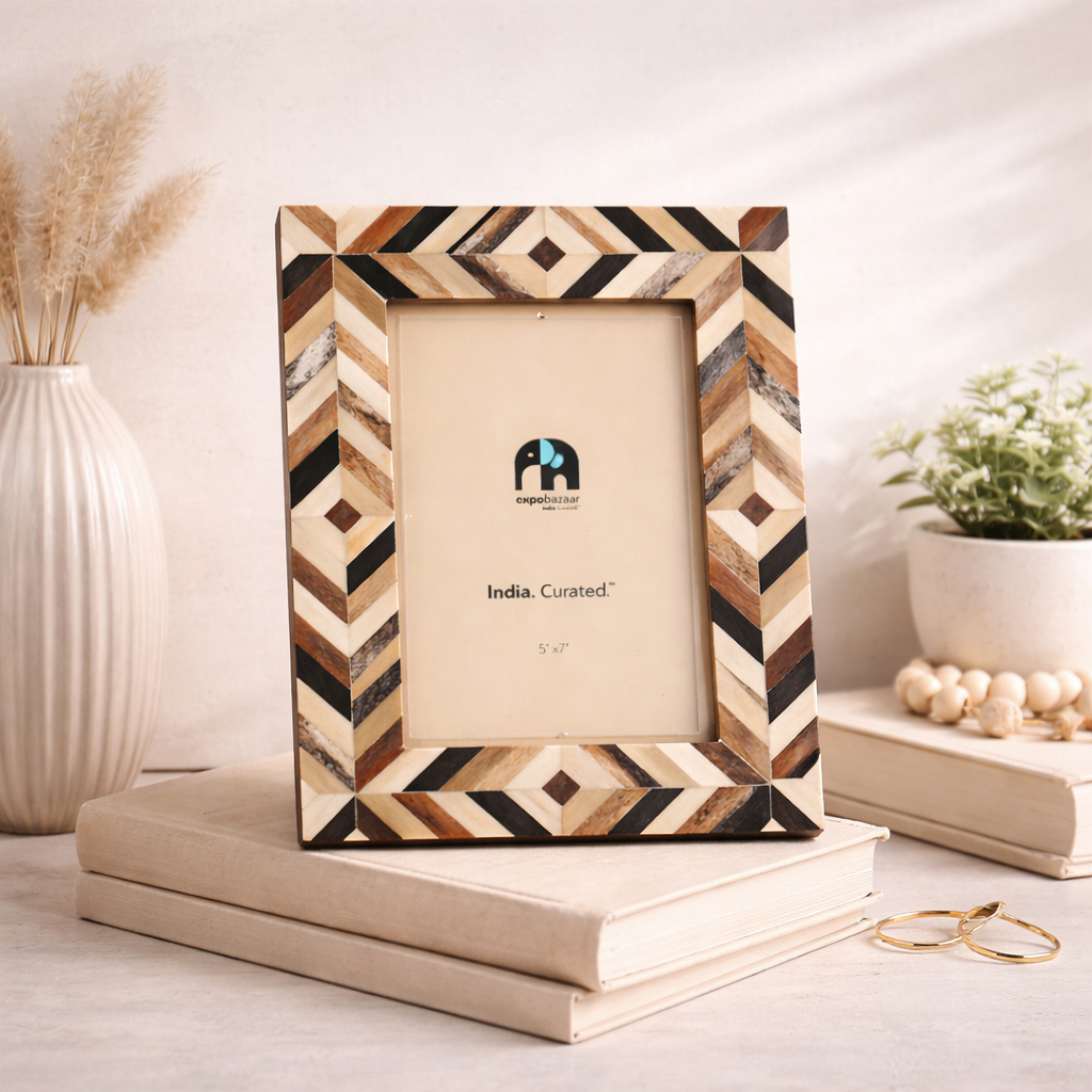 Brick Inlay Photo Frame – MDF, Bone & Wood (5x7")
