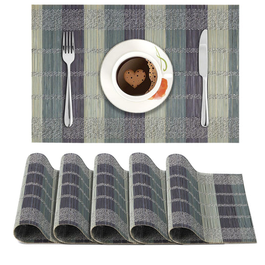 Heat Resistant Bamboo Placemats Set of 6, 45x30 cm | Easy Clean Dining Table Mats, Home Decor & Protection