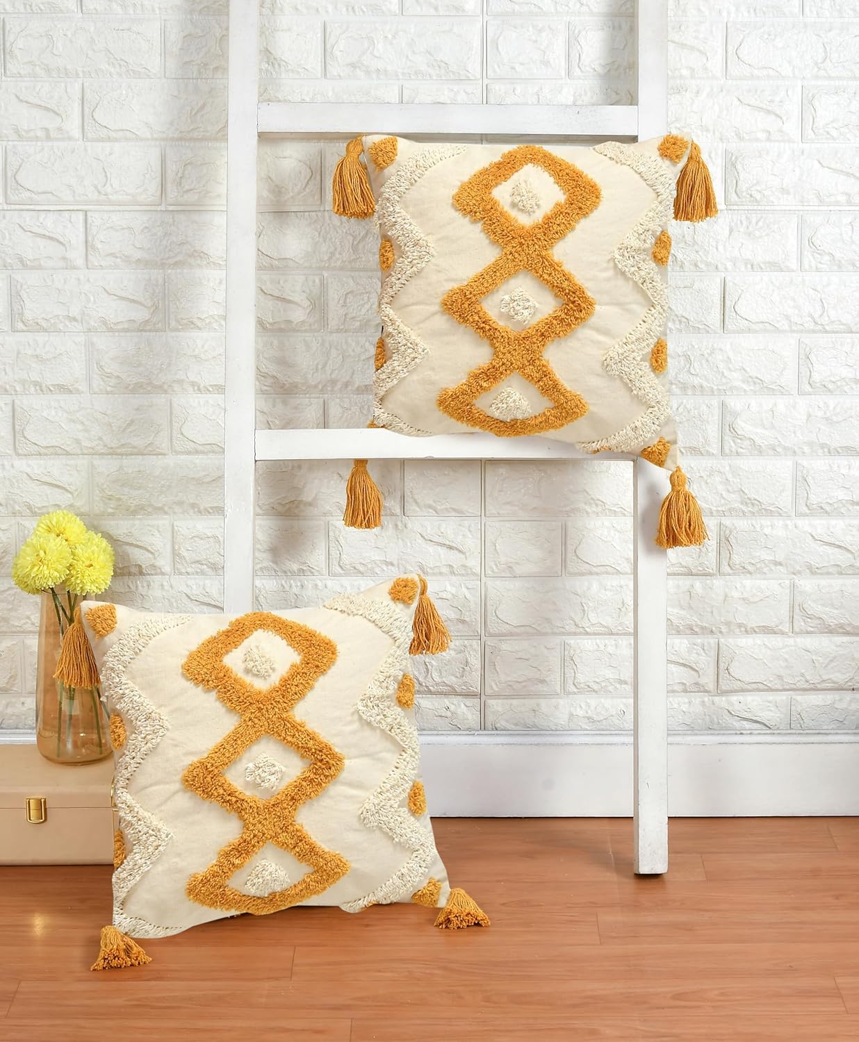 Boho Tufted Soft Cozy Cushion Cover 16x16 Inch, Pack of 1 | Decorative Pillow Cover for Sofa Bed Home Decor