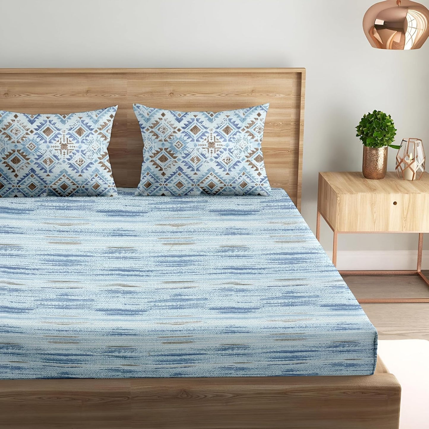 Bedsheet | Cotton Percale Elasticated Fitted | 3-Piece King Size