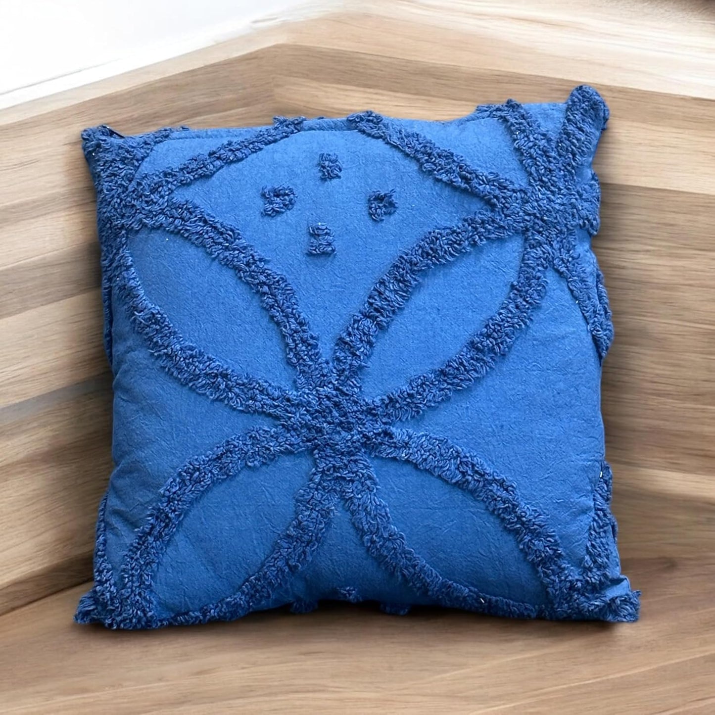 Tufted Bohemian Sunflower Cushion Cover 16x16 inch, Pack of 1 | Soft Throw Pillow for Sofa, Bed, Living Room