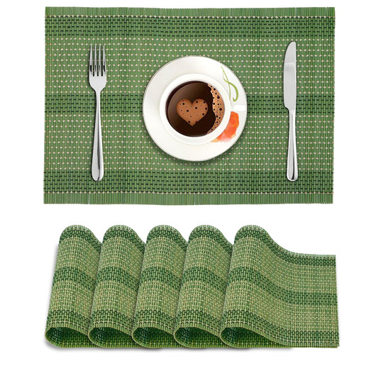 Reversible Natural Bamboo Table Mats, Heat Resistant & Easy Clean, Set of 6 (45x30 cm) | Dining Placemats Decor