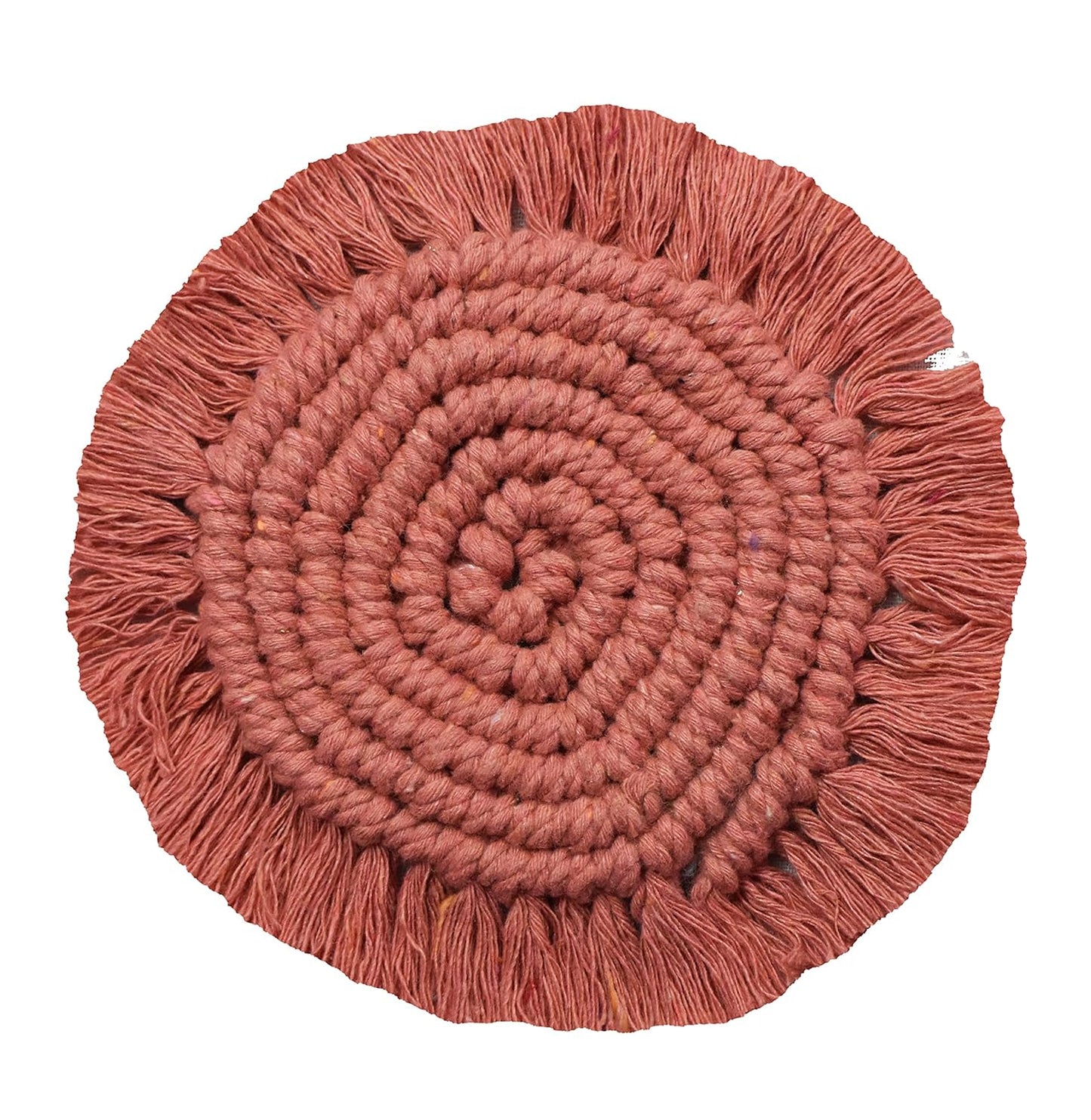 Rose Macrame Handwoven Cotton Coaster Set – 6" Diameter, 2-Pack