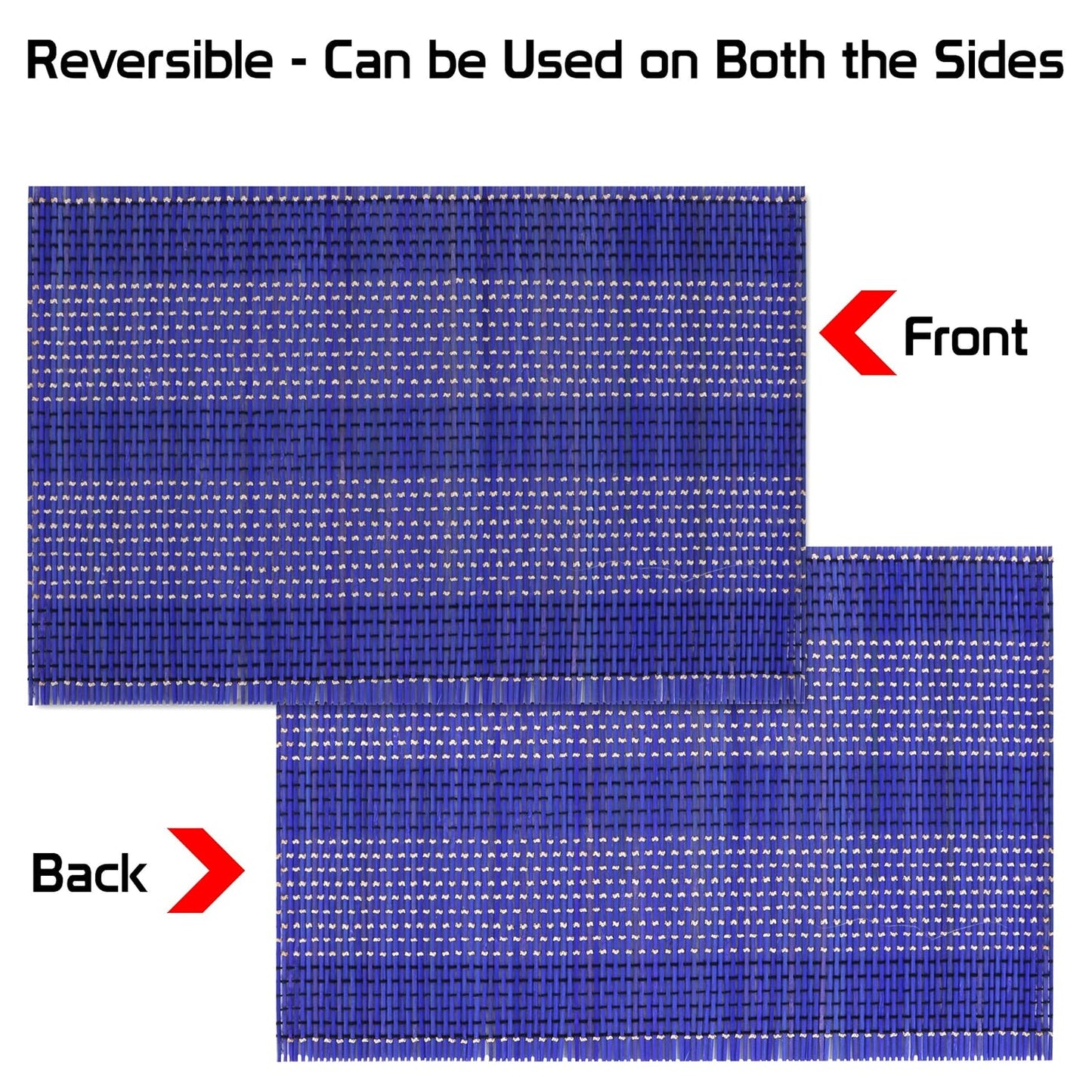 Reversible Bamboo Placemats Set of 6, 45x30 cm | Heat Resistant Table Mats for Dining & Kitchen Decor