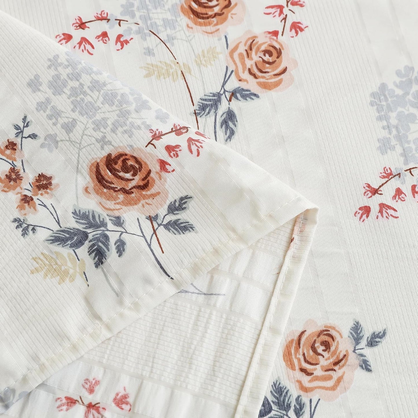 Drap plat King Size - Coton nuage 300 fils/cm² - Motif floral (270 x 250 cm)