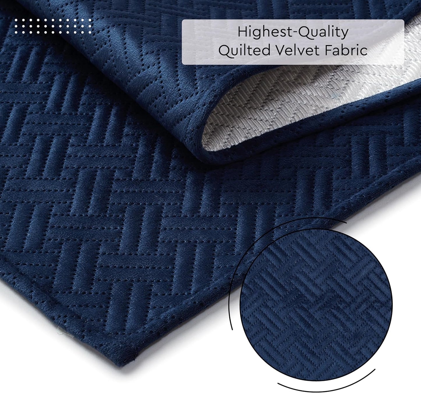 Navy Blue Quilted Velvet Machine Washable Dining Table Runner 32x150 cm for 4-6 Seater | Elegant Home Decor, Kitchen