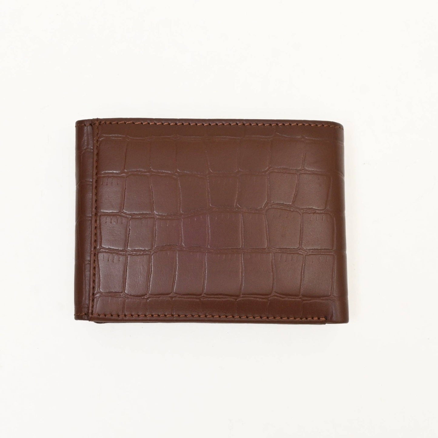 Men’s Brown Croc Slim Bifold Wallet – Coin & Card Slots