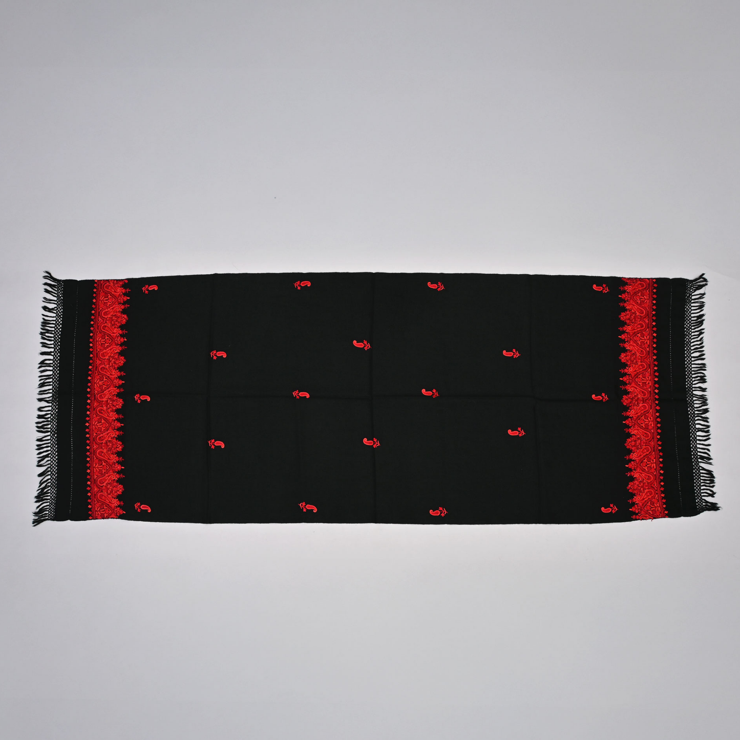 Scarf | Fine Wool Aari Paisley Floral | Ebony