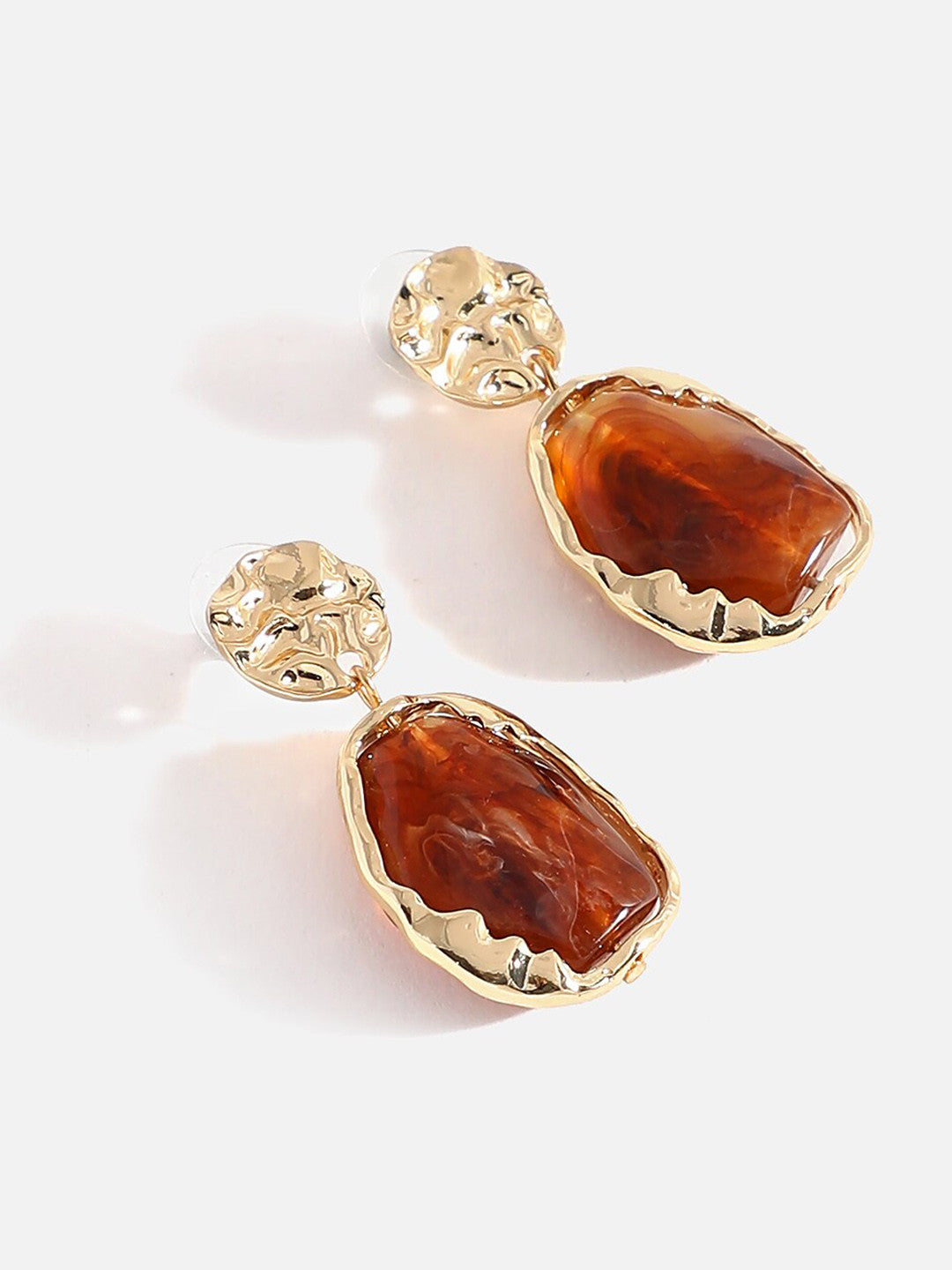 Contemporary Drop Earrings – Gold-Plated – Artificial Stones – 3.5cm x 3cm