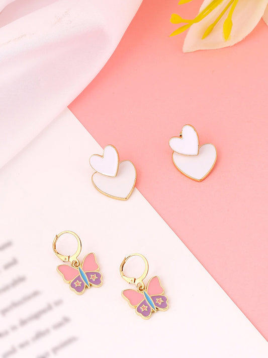 Contemporary Stud Earrings – Gold Plated Hoop Design – Set of 2