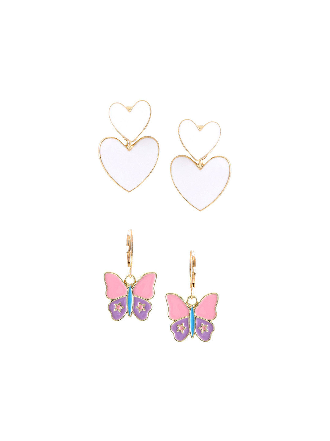 Contemporary Stud Earrings – Gold Plated Hoop Design – Set of 2