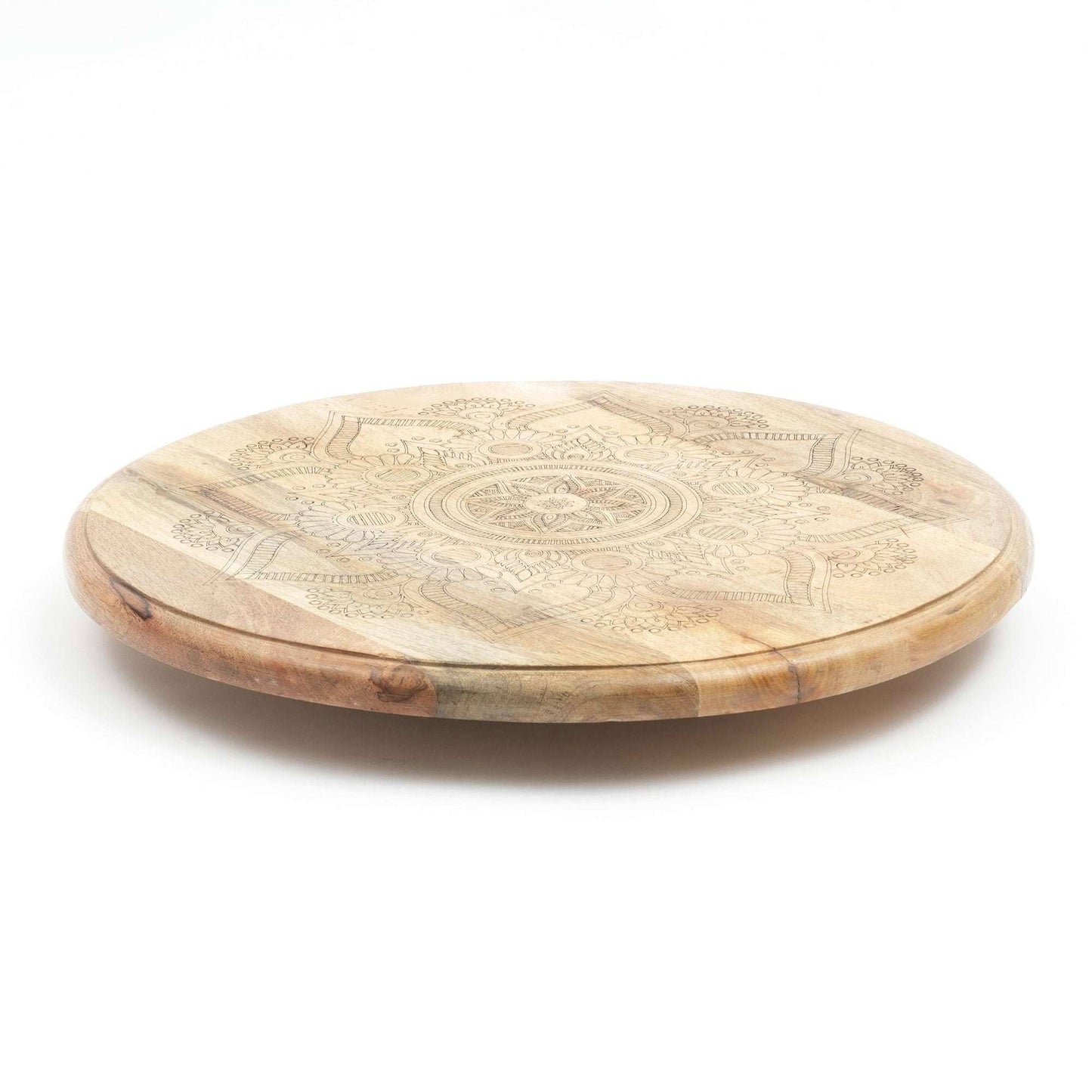Golden Mandala Wooden Rotating Lazy Susan Serving Tray