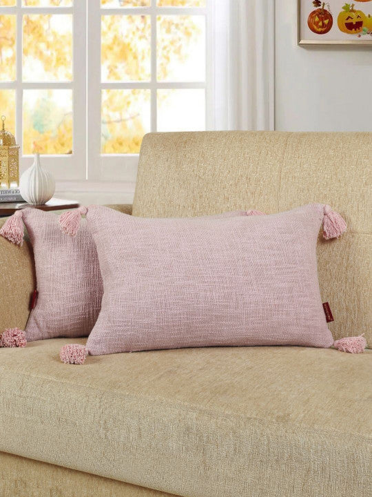 Textured Decorative Pillow Covers – Pure Cotton Fabric – 12x20 Inch Set