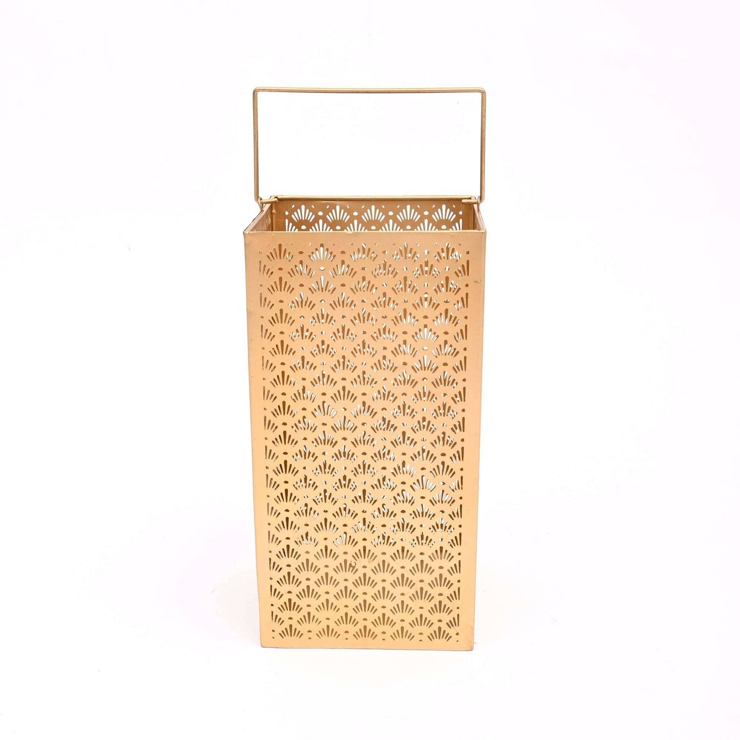Metal Jali Lantern with Handle – Vintage Hanging Candle Holder