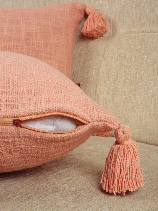 Rectangle Pillow Shams – Premium Cotton – Concealed Zip – Peach Hued Pair