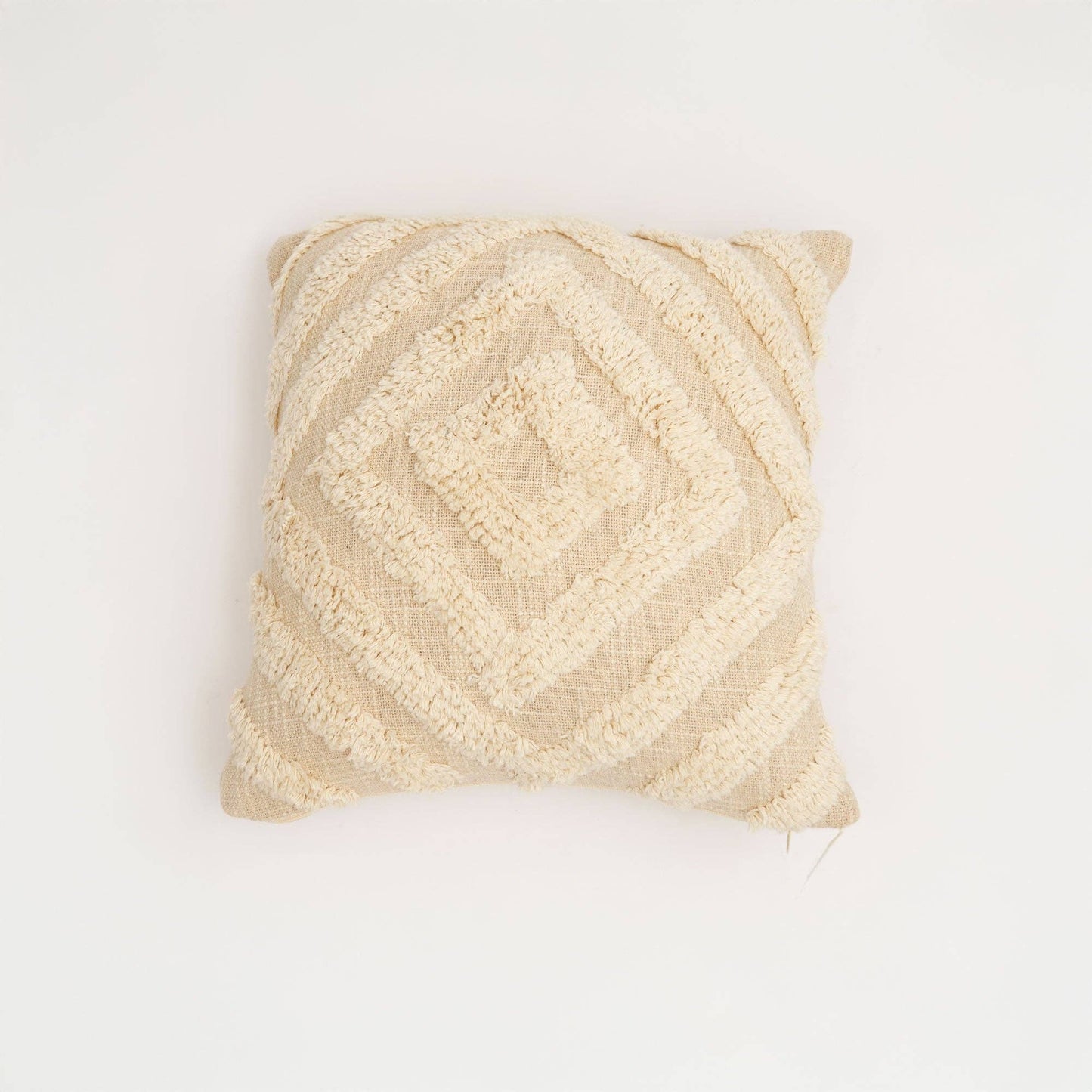 DiamondNest Tufted Cotton Cushion – Natural 40 × 40 cm