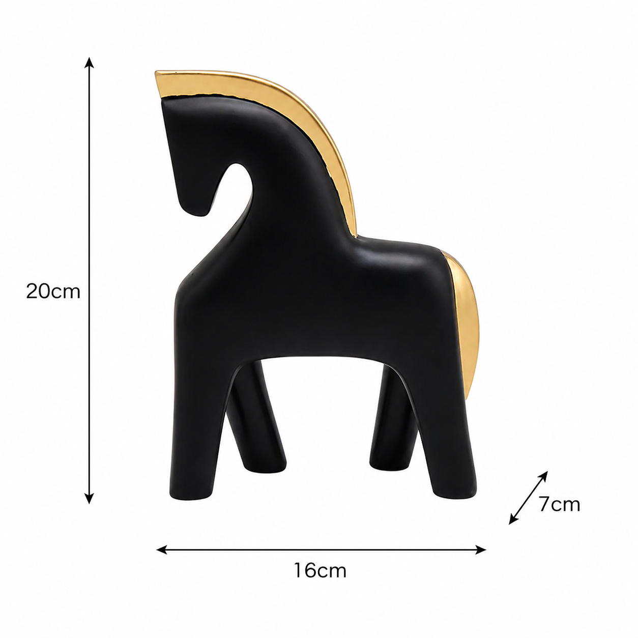 Abstract Horse Table Sculpture in Black Matte Polyresin