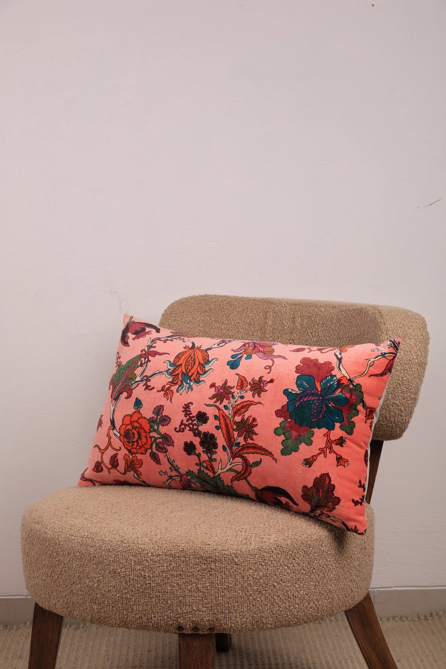 Velvet Eden Floral Cotton Lumbar Cushion 35 x 60 cm