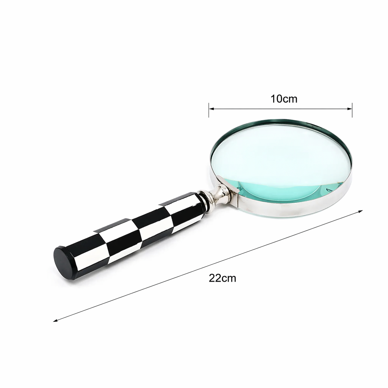 Classic Checkered Handle Magnifying Glass – Steel & Resin