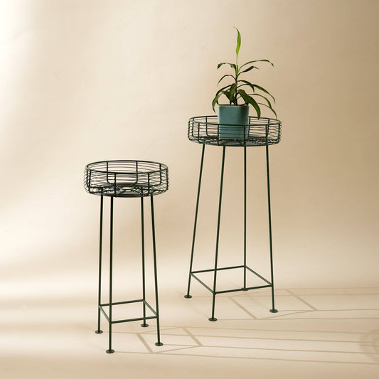 Green Round Planters Set of 2 – Decorative Garden & Indoor Plant Pots