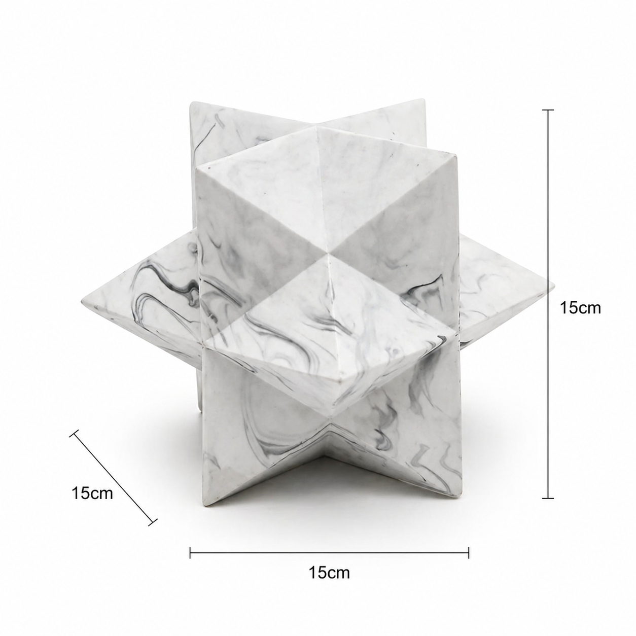 Modern Polyhedral Star Décor in White Glossy Polyresin