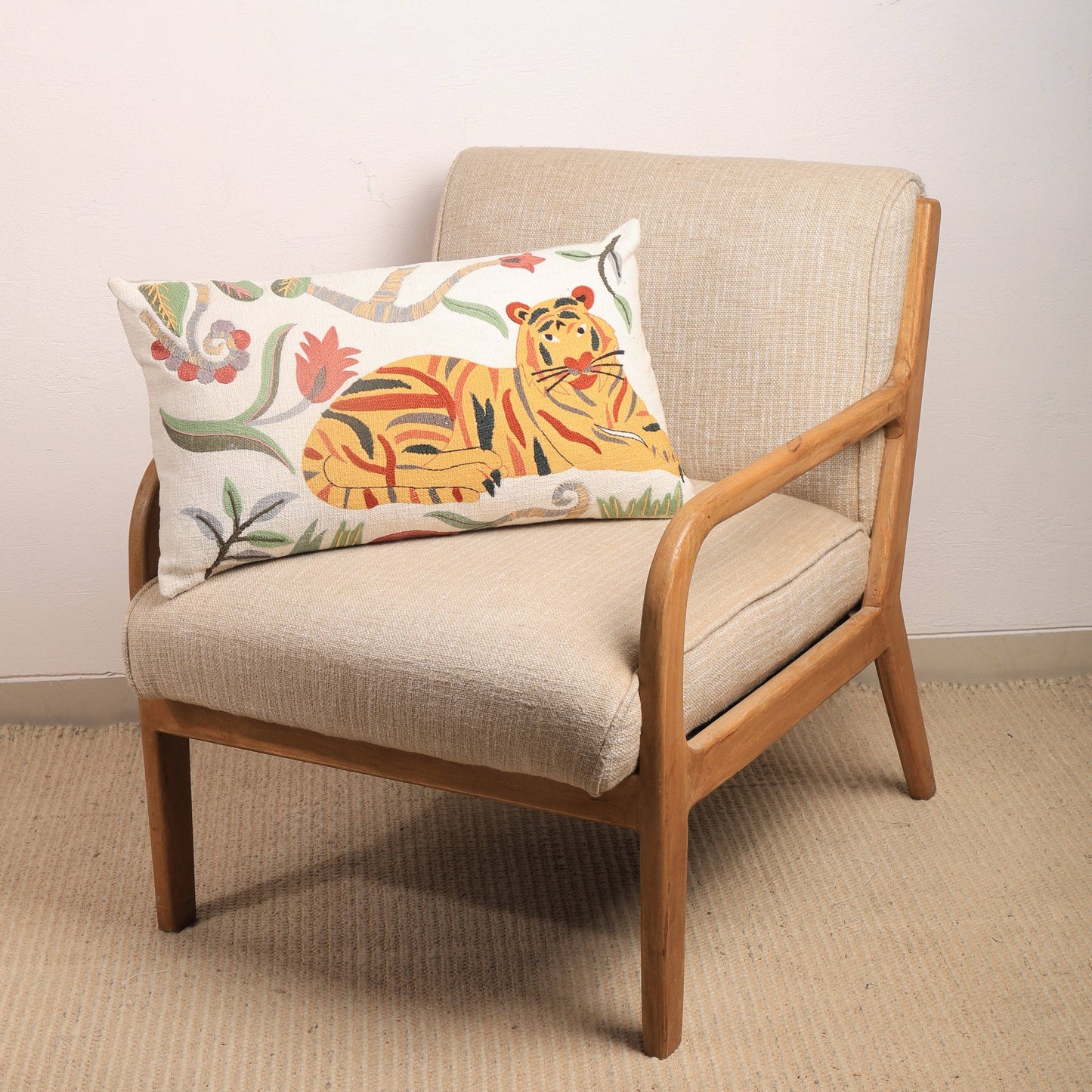 Lumbar cotton Cushion- Tiger Design- 35x60 cm
