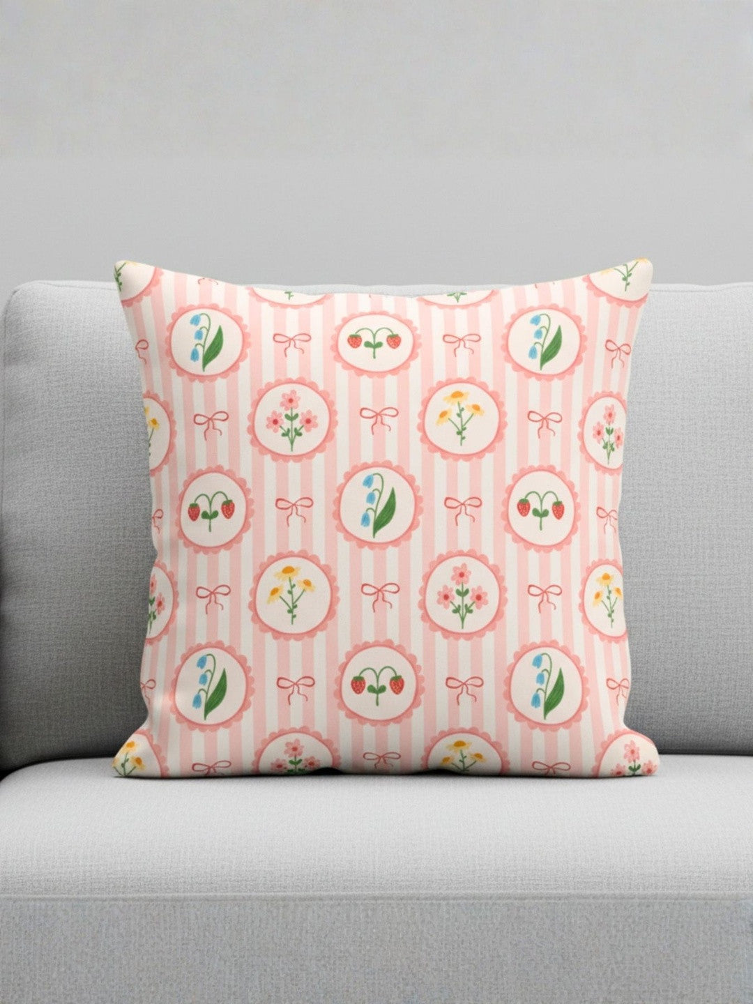 Set of 5 - Pink Cotton Cushion Covers – Decorative Pillow Shams – Versatile Patterns – 16x16 inch