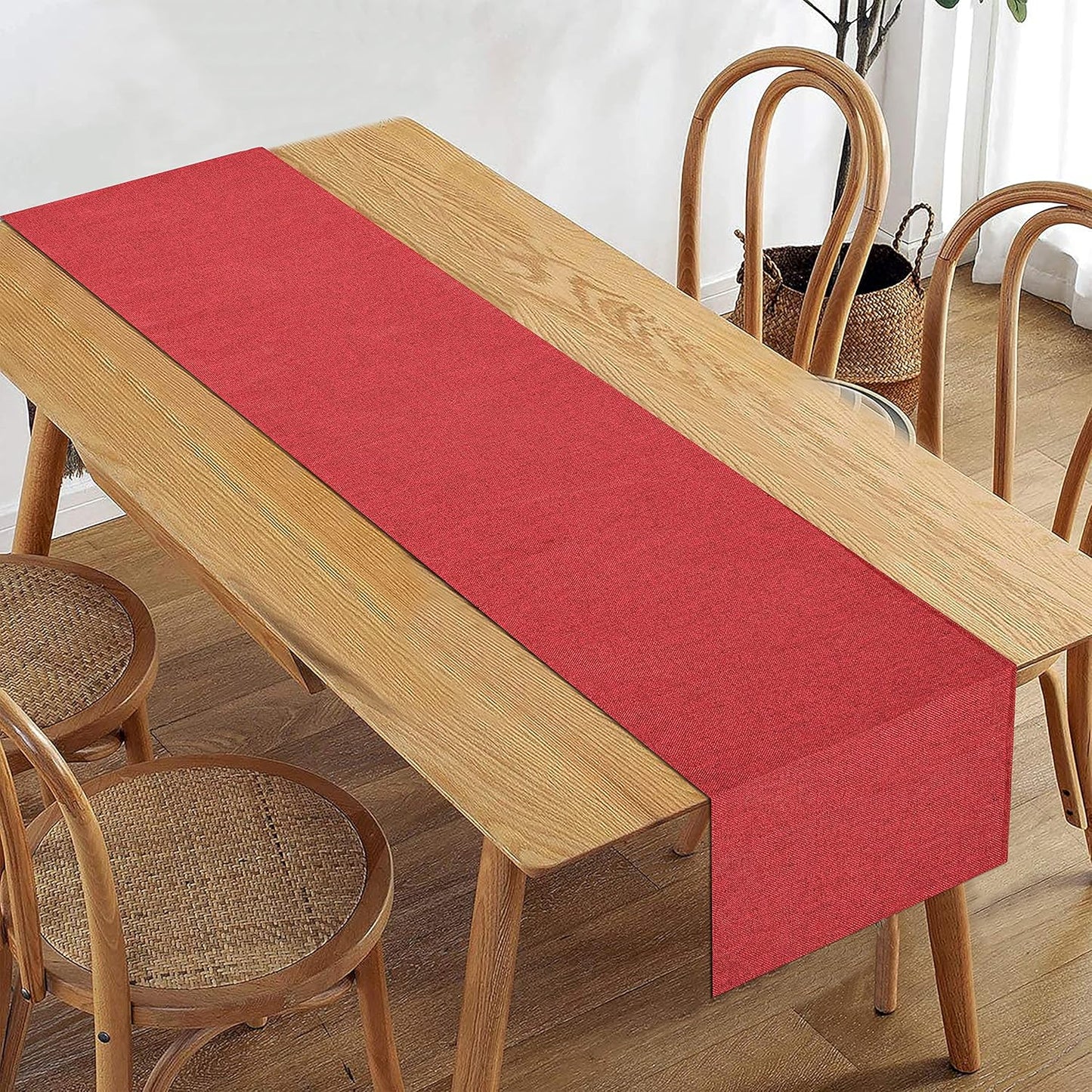 Jute Dining Table Runner (12x60 Inches) - Maroon, Washable Poly Jute Home Decor