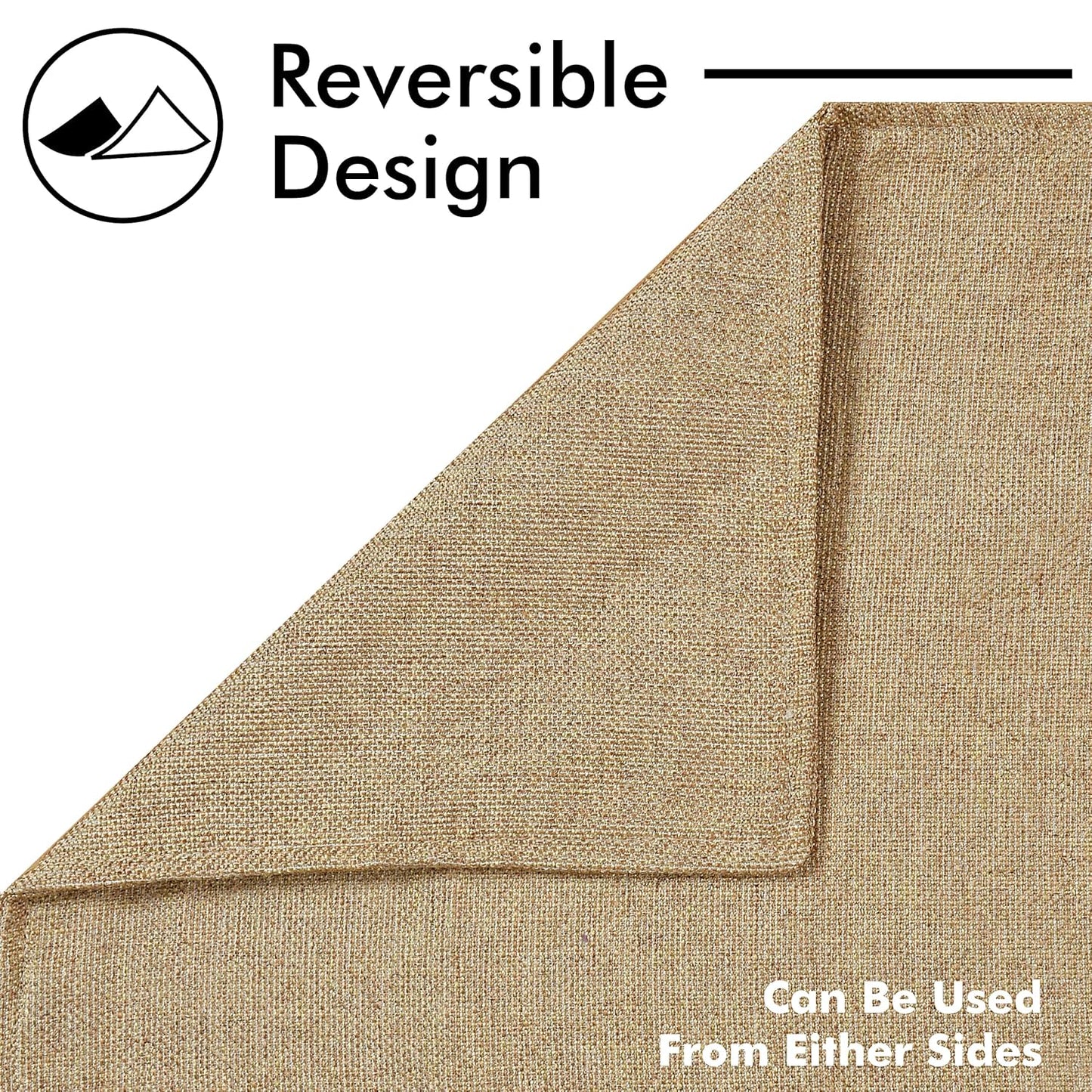 Beige Jute Dining Table Runner, 12x60 Inch | Washable Kitchen Home Decor, Spill & Heat Protection