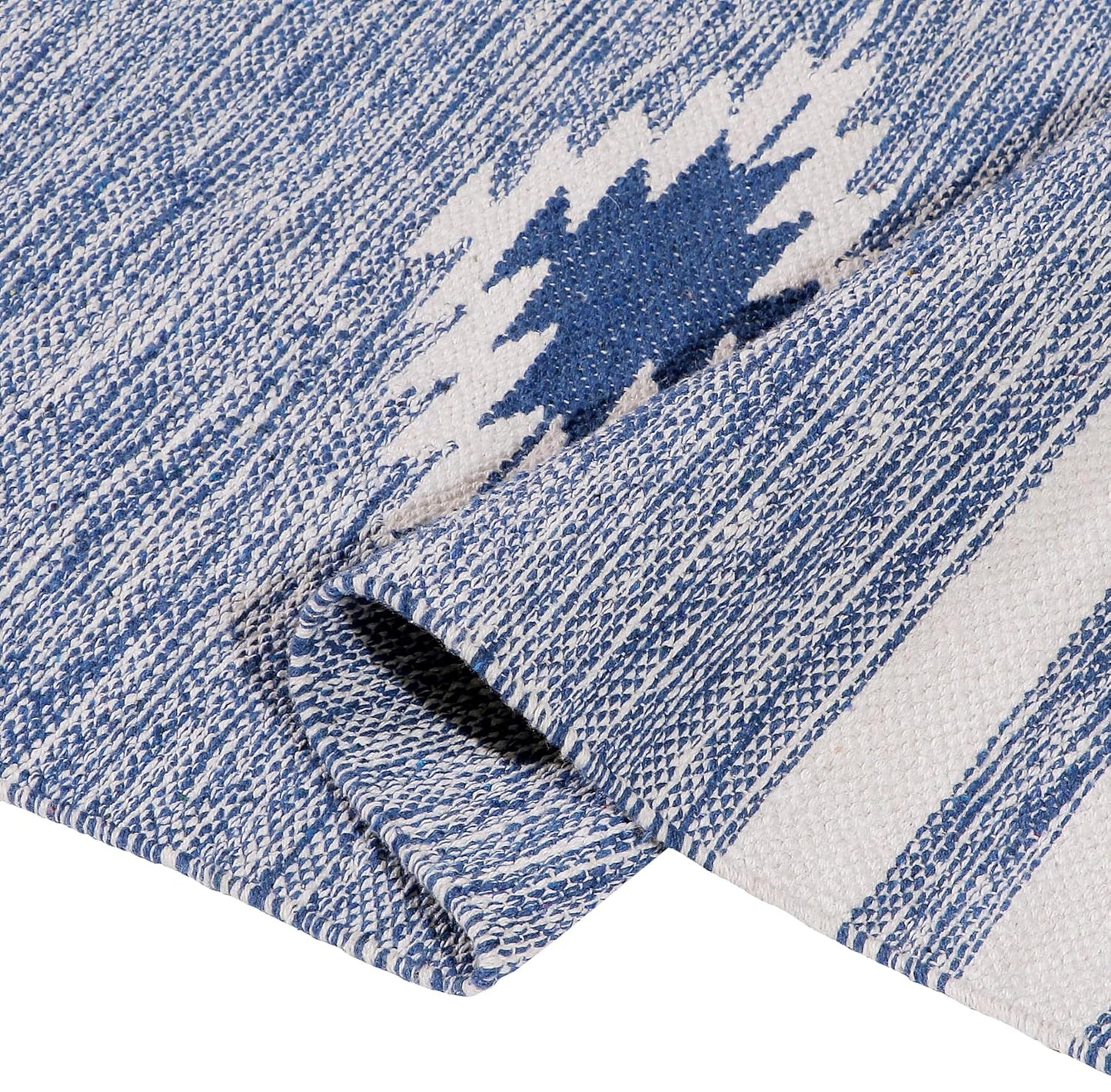 Hand Woven 100% Natural Cotton Rug 2x5 ft | Modern Designer Carpet Runner Bedroom Living Room