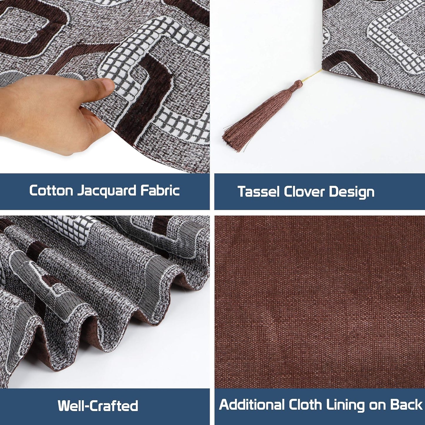 Elegant Jacquard Cotton Dining Table Runner with Tassels, Clover Design, 13x78 Inches (for 4/6 Seater) | Home Decor, Kitchen Linen