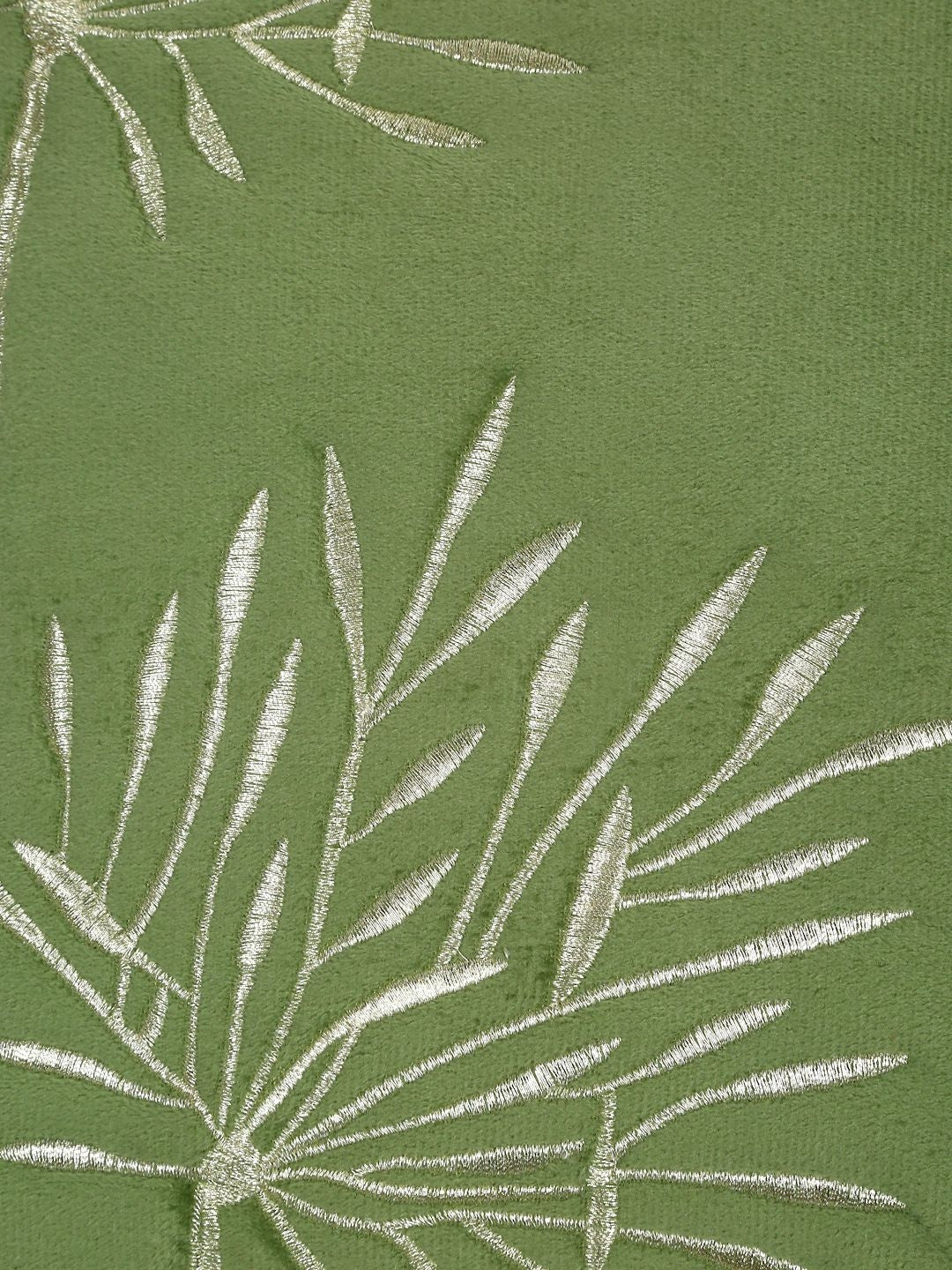 Lot de 3 housses de coussin carrées en velours brodé vert olive – Revêtement d'ameublement résistant