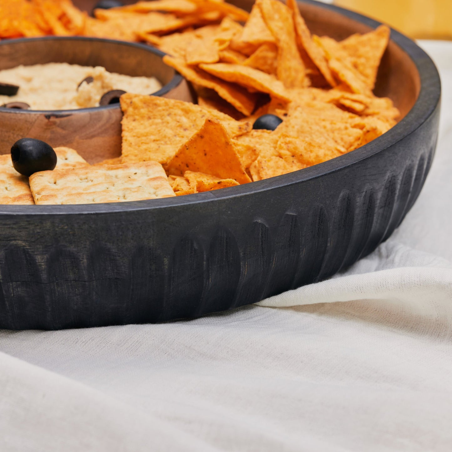 Mango Wood Serving Tray With Removable Bowl - Dual-Tone, Two Sizes