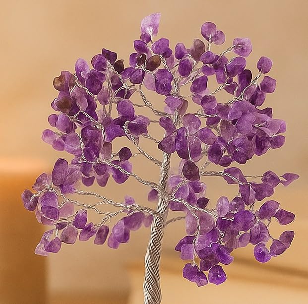 Amethyst Stone Tree 9" | Reiki Healing Crystal Gems, Spiritual Feng Shui Vastu Table Decor