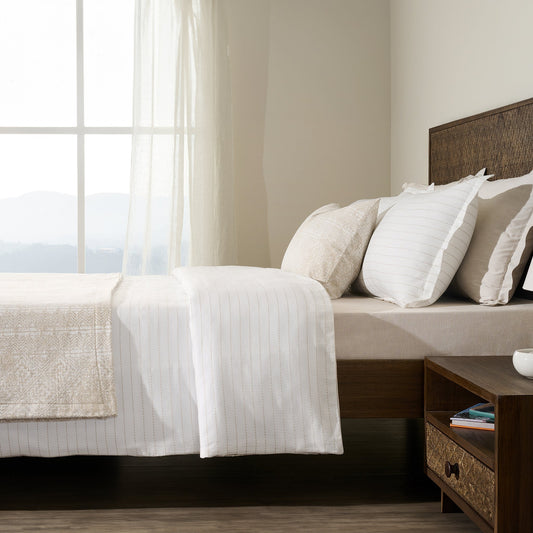 Bed Set | Cotton Bamboo Jacquard Geometric | King Size, Birch