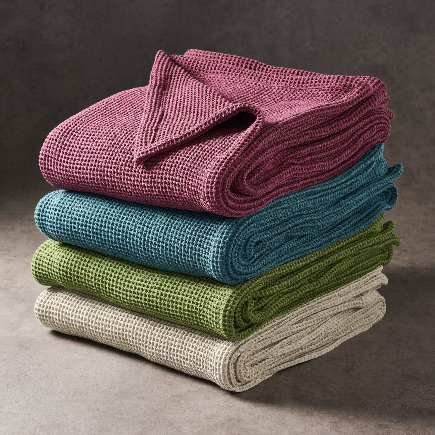 Throw Blanket | Cotton Waffle Soft Breathable | Stitched Edges