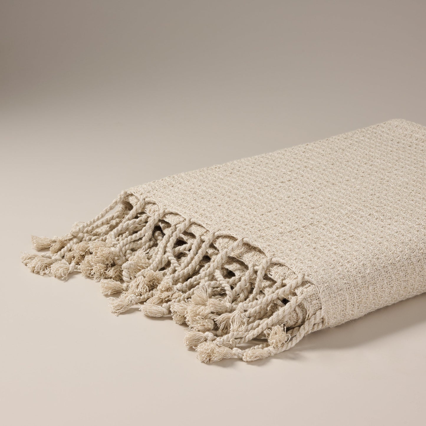 Throw Blanket | Linen Viscose Twisted Fringes