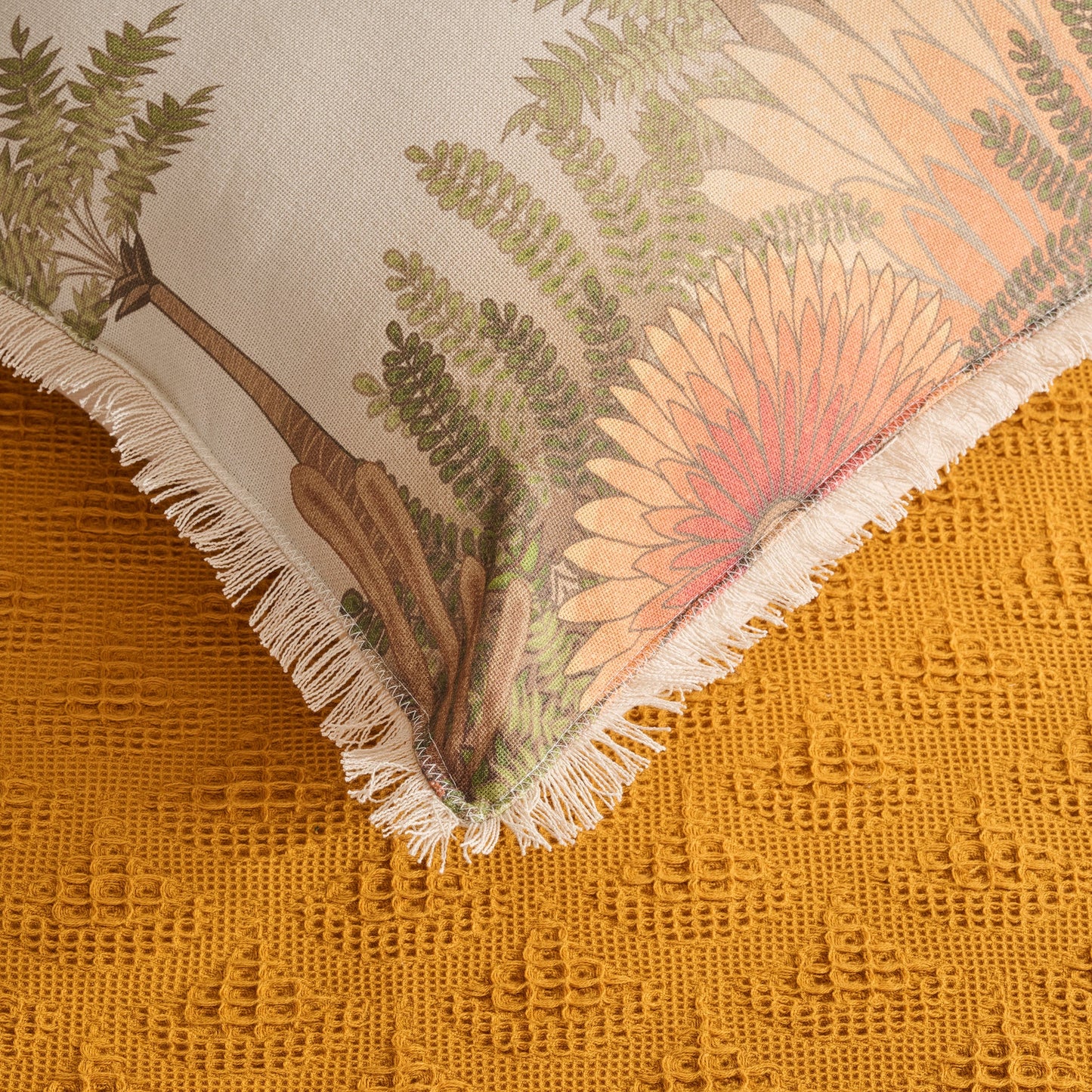 Bed Cover | Cotton Waffle Pendant Motif | King & Queen Sizes with Cushion Cover